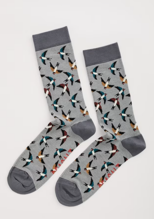 Seasalt Men's Arty Socks Kite's Carn Iron Ore