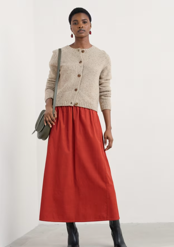 Seasalt Mevagissey Midi Skirt Dark Cinnamon Womens Skirt Seasalt clothing A beautifully versatile skirt 