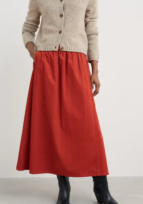 Seasalt Mevagissey Midi Skirt Dark Cinnamon