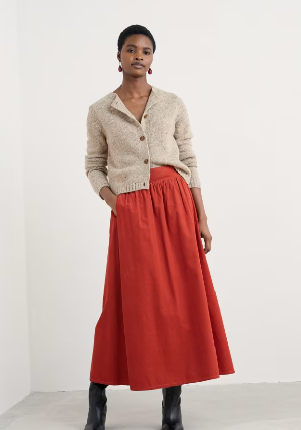 Seasalt Mevagissey Midi Skirt Dark Cinnamon