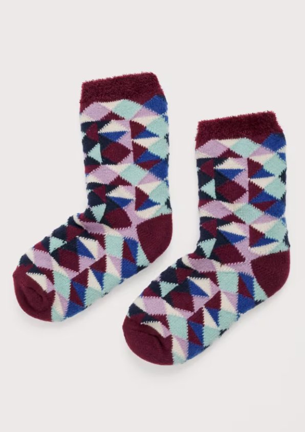 Seasalt Women's Cabin Socks Cabin Geo Burgandy Mix Seasalt Socks Seasalt clothing Cosy
