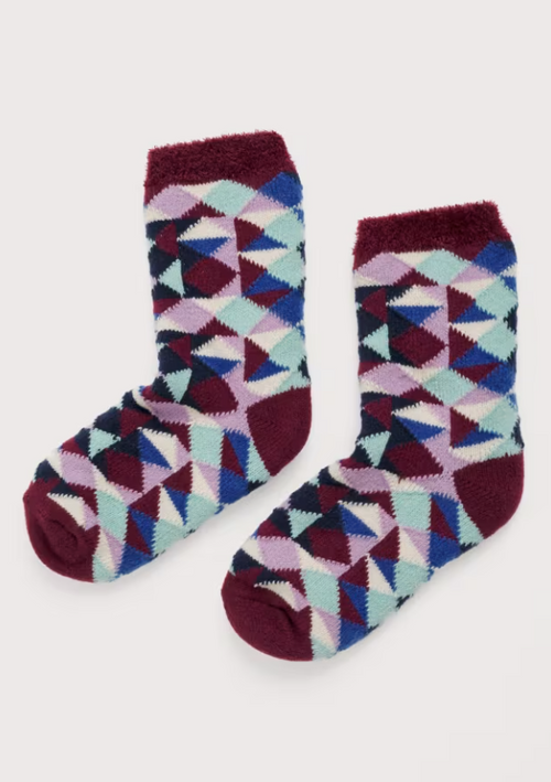 Seasalt Women's Cabin Socks Cabin Geo Burgandy Mix