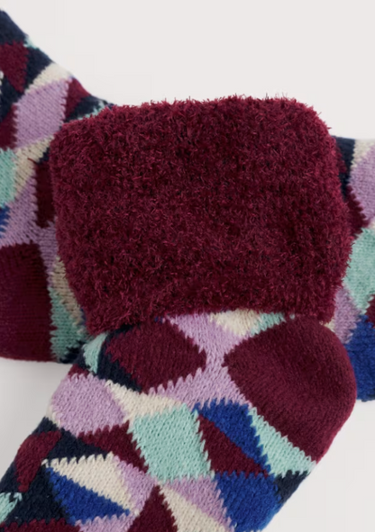 Seasalt Women's Cabin Socks Cabin Geo Burgandy Mix