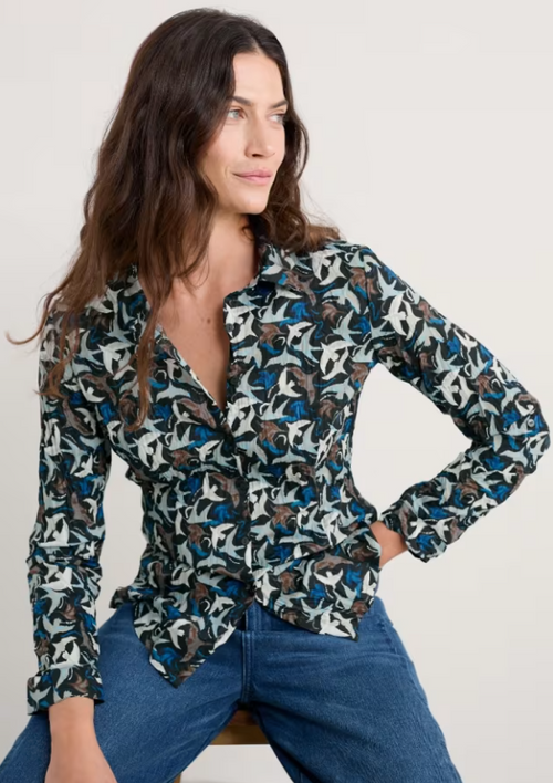 Seasalt Larissa Shirt Swooping Birds Onyx