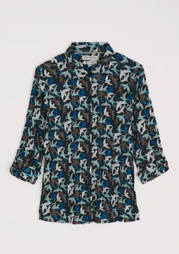 Seasalt Larissa Shirt Swooping Birds Onyx