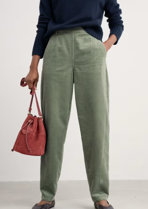 Seasalt Trethornes Tapered Cord Trousers Dusky Green