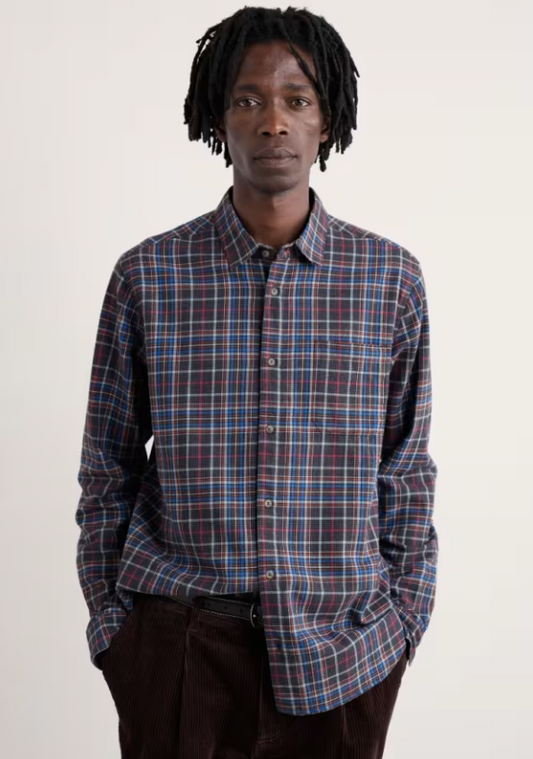 Seasalt Men's Fathomer Checked Shirt Blue Buoy Onyx