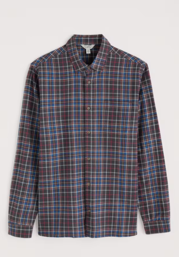 Seasalt Men's Fathomer Checked Shirt Blue Buoy Onyx