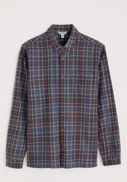 Seasalt Men's Fathomer Checked Shirt Blue Buoy Onyx