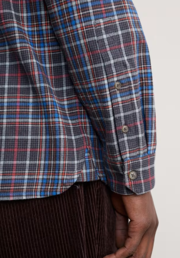 Seasalt Men's Fathomer Checked Shirt Blue Buoy Onyx