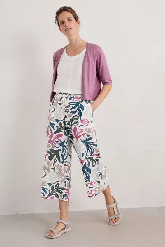 Seasalt Peaceful Haven Linen Culottes Sea Frond Chalk