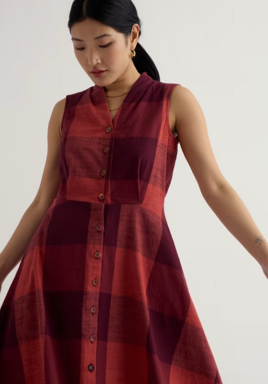 Seasalt Carved Wood Sleeveless Yarn-Dyed Dress Lavandin Umber