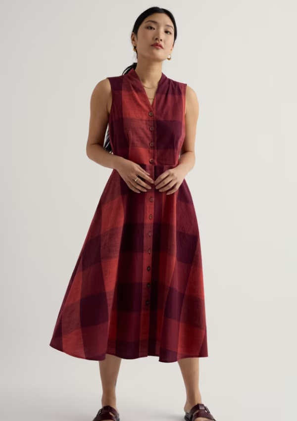 Seasalt Carved Wood Sleeveless Yarn-Dyed Dress Lavandin Umber