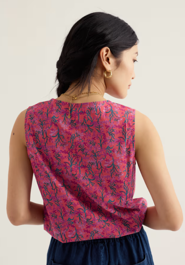 Seasalt Cobbs Well Sleeveless Top Summer Fronds Crab Claw