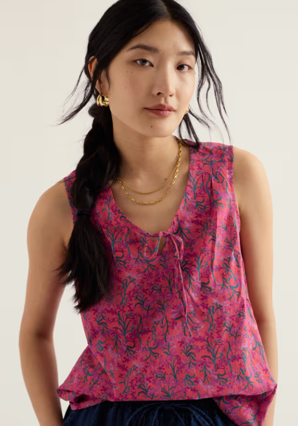 Seasalt Cobbs Well Sleeveless Top Summer Fronds Crab Claw