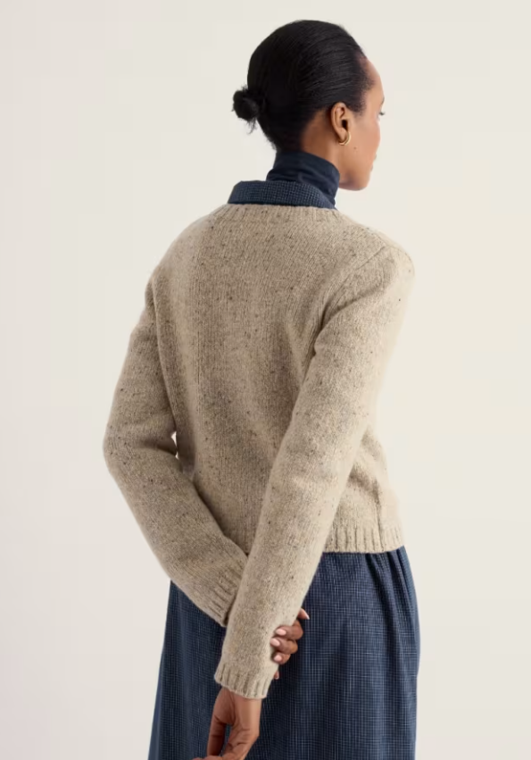 Seasalt Dawson Pick Cardigan Birch. Womens Neat fit with Round neck and Button fastening that's Merino comes from non-mulesed sheep and Hand Wash In Cold Water Material: 70% Merino Wool & 30% Recycled Nylon
