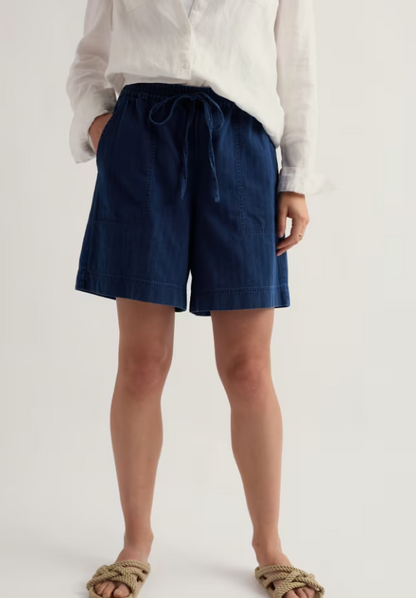 Seasalt Eskelli Wide Leg Denim Shorts Mid Wash