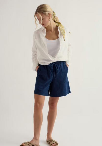 Seasalt Eskelli Wide Leg Denim Shorts Mid Wash