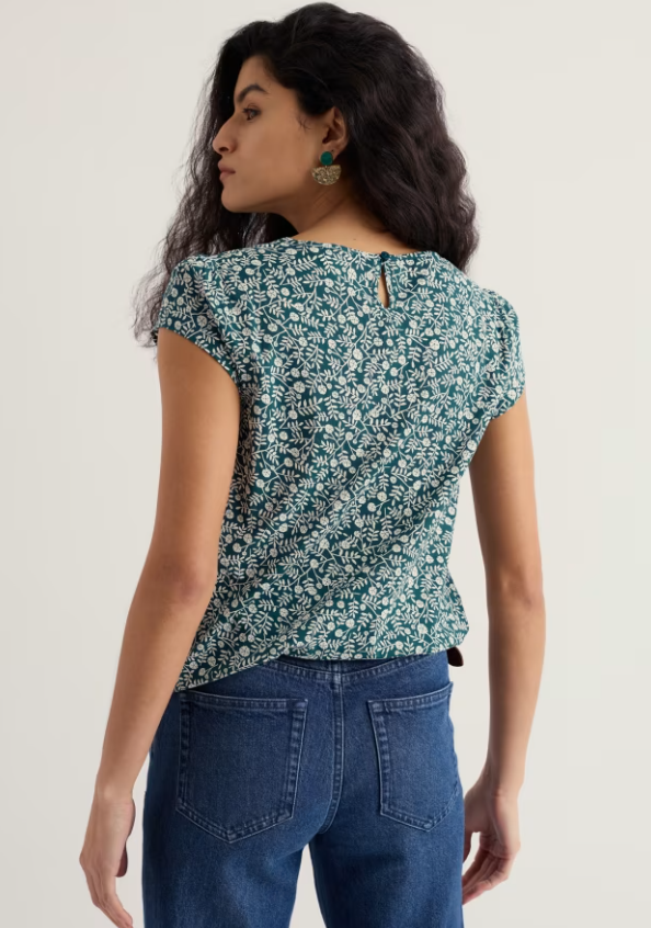 Seasalt Garden Gate Cotton Top Folky Marigolds Dark Wreckage