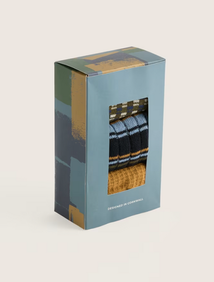 Seasalt Gift Box of 3 Men’s Bloomin' Good Socks Porth Mix