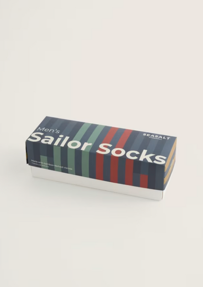 Seasalt Gift Box of 7 Men's Striped Sailor Socks Mordros Mix