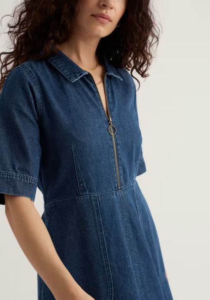 Seasalt Gwenter Denim Midi Dress Mid Wash