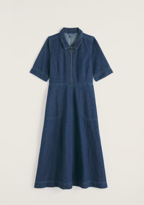 Seasalt Gwenter Denim Midi Dress Mid Wash