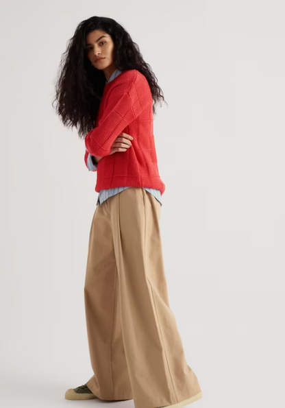 Seasalt Hedge Rock Mixed Stitch Crew Neck Jumper Cayenne
