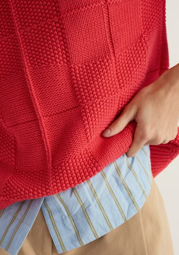 Seasalt Hedge Rock Mixed Stitch Crew Neck Jumper Cayenne