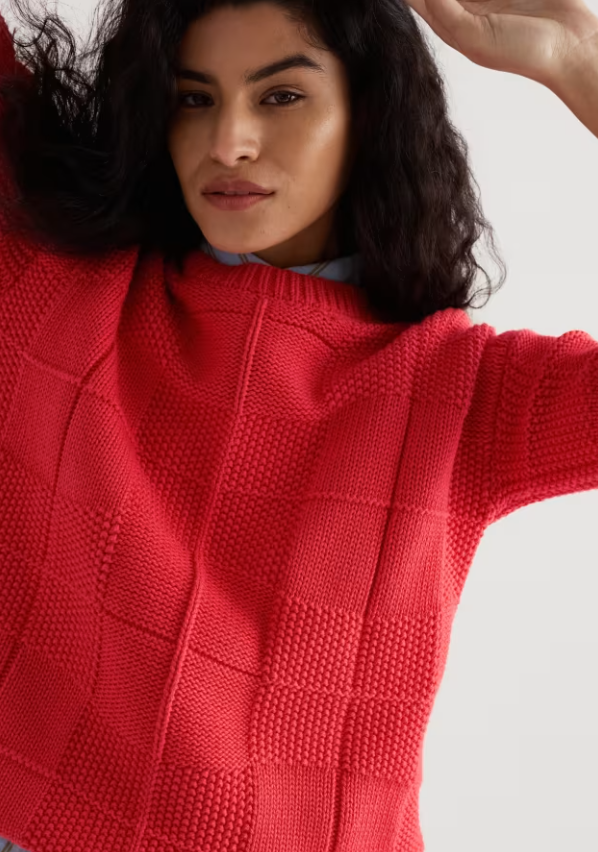 Seasalt Hedge Rock Mixed Stitch Crew Neck Jumper Cayenne