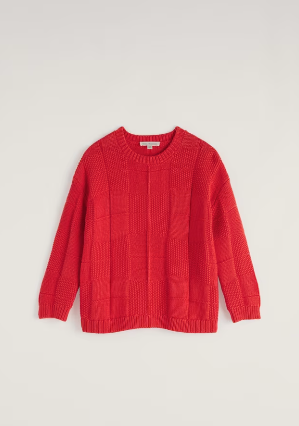 Seasalt Hedge Rock Mixed Stitch Crew Neck Jumper Cayenne