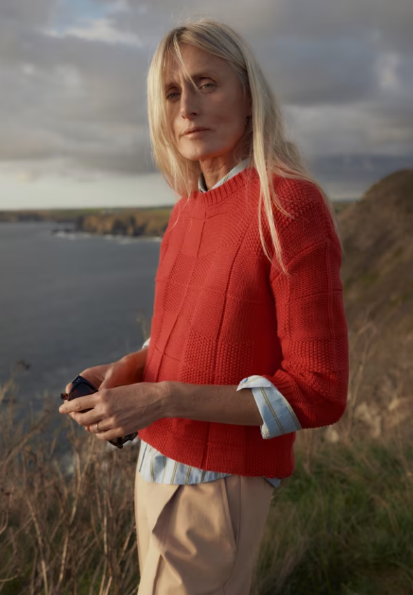 Seasalt Hedge Rock Mixed Stitch Crew Neck Jumper Cayenne