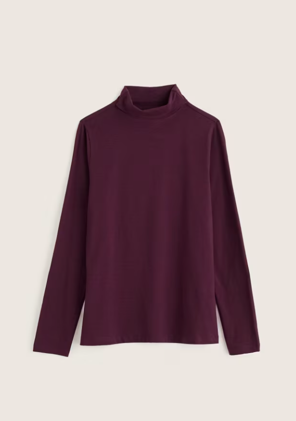 Seasalt Landing Roll Neck Top Dark Hellebore