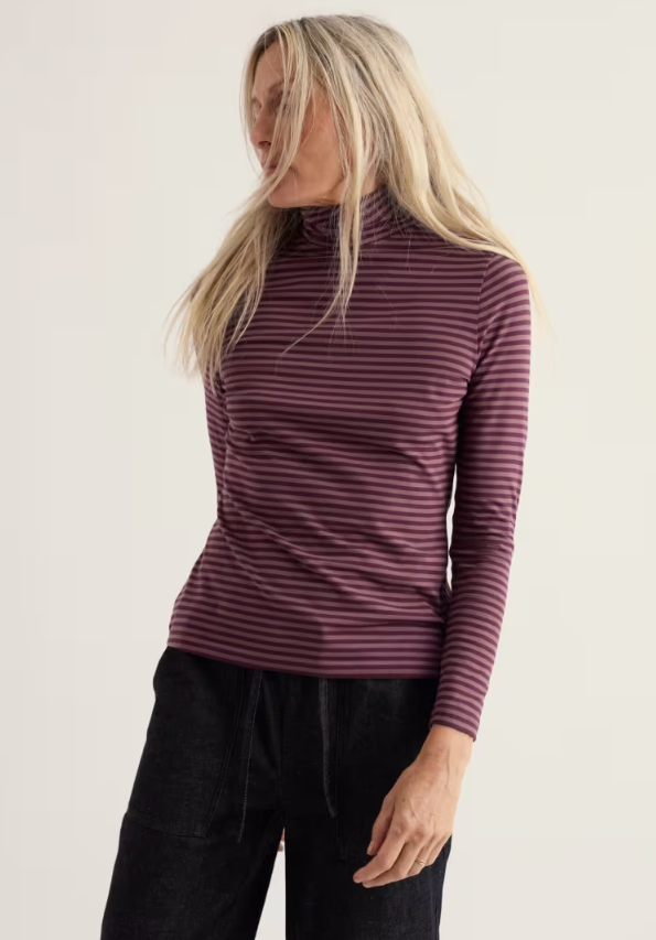 Seasalt Landing Roll Neck Top Pellitras Dark Hellebore