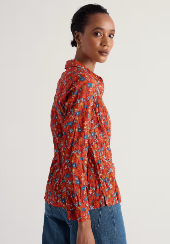 Seasalt Larissa Shirt Tomato Blooms Cinnamon