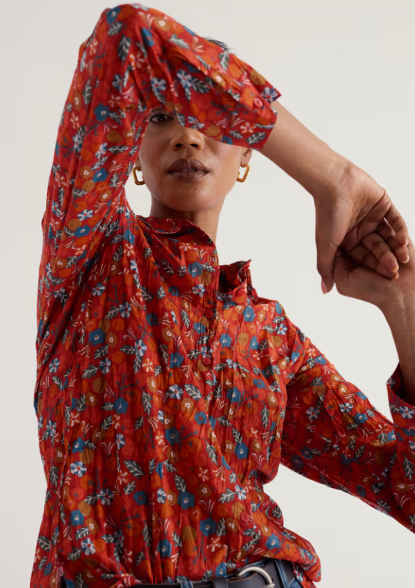 Seasalt Larissa Shirt Tomato Blooms Cinnamon