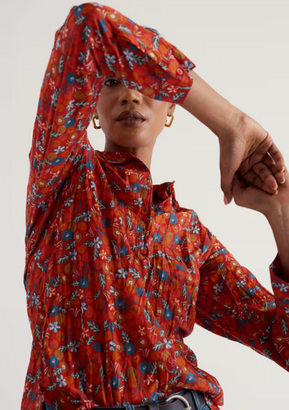 Seasalt Larissa Shirt Tomato Blooms Cinnamon