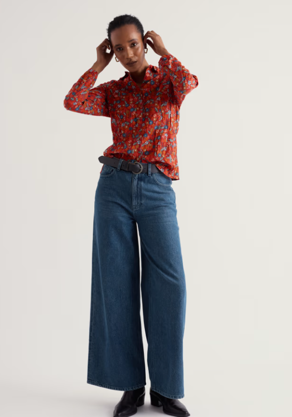 Seasalt Larissa Shirt Tomato Blooms Cinnamon
