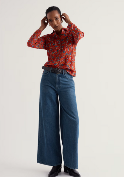 Seasalt Larissa Shirt Tomato Blooms Cinnamon