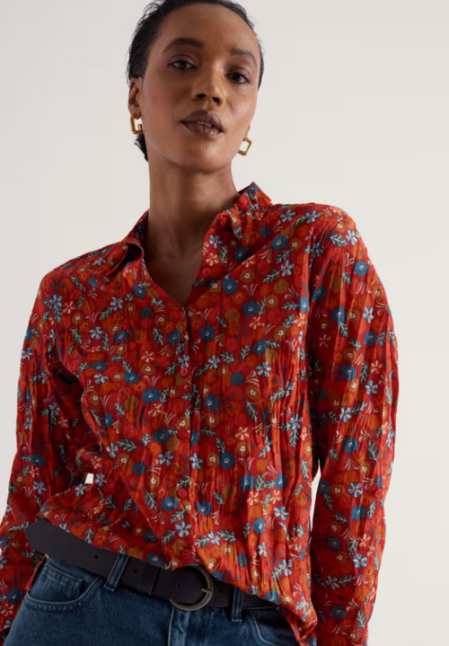 Seasalt Larissa Shirt Tomato Blooms Cinnamon