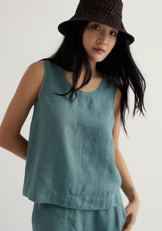 Seasalt Lighthouse Station Linen Vest Sardine