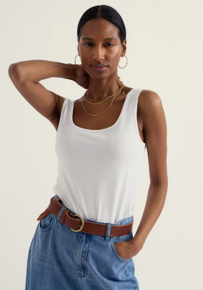 Seasalt Mabe Fitted Organic Cotton Rich Vest Salt