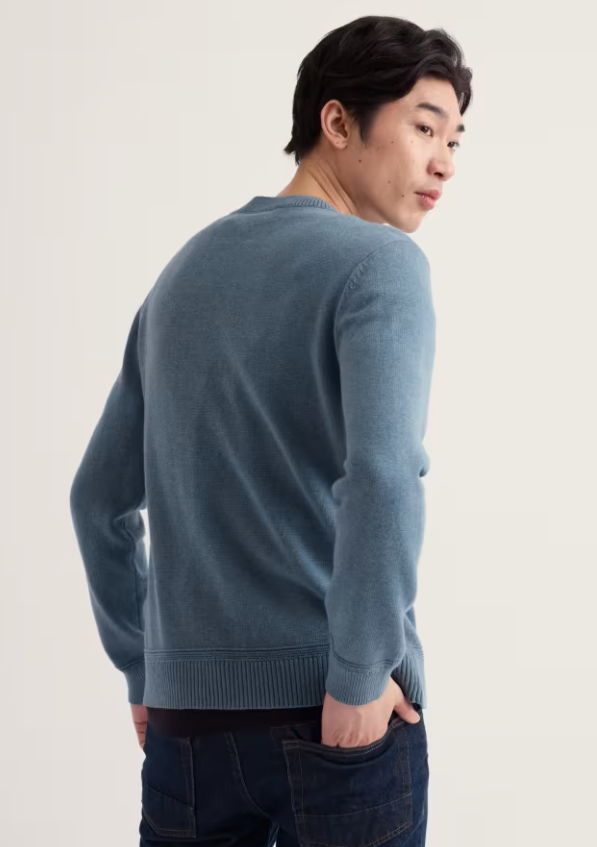 Seasalt Men's Moorstone Knitted Organic Cotton Jumper Blue Slate