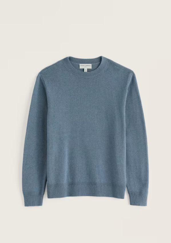 Seasalt Men's Moorstone Knitted Organic Cotton Jumper Blue Slate