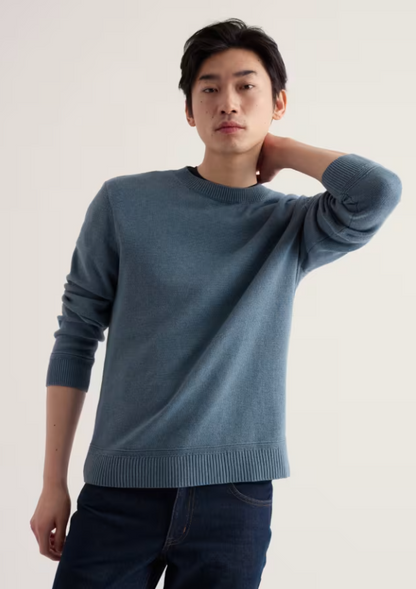 Seasalt Men's Moorstone Knitted Organic Cotton Jumper Blue Slate