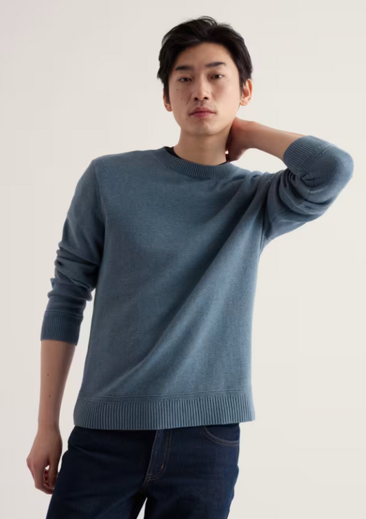 Seasalt Men's Moorstone Knitted Organic Cotton Jumper Blue Slate