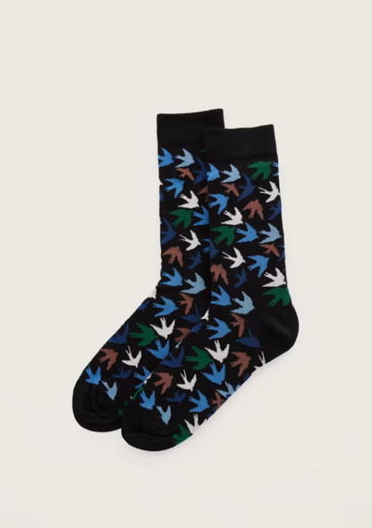 Seasalt Men's Arty Socks Flight Path Collage Inkwell