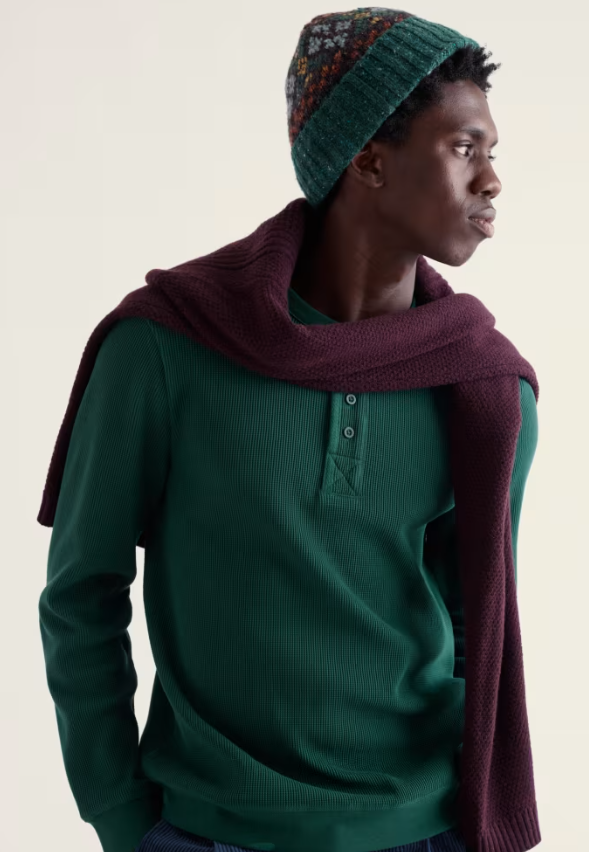 Seasalt Men's Brigantine Henley Top in Organic Cotton Thicket