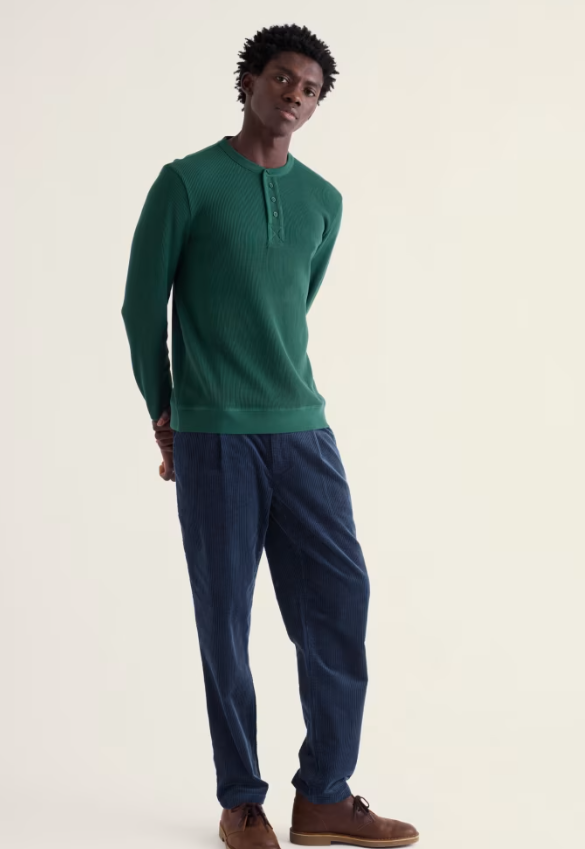 Seasalt Men's Brigantine Henley Top in Organic Cotton Thicket