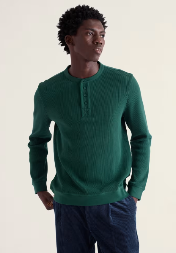 Seasalt Men's Brigantine Henley Top in Organic Cotton Thicket